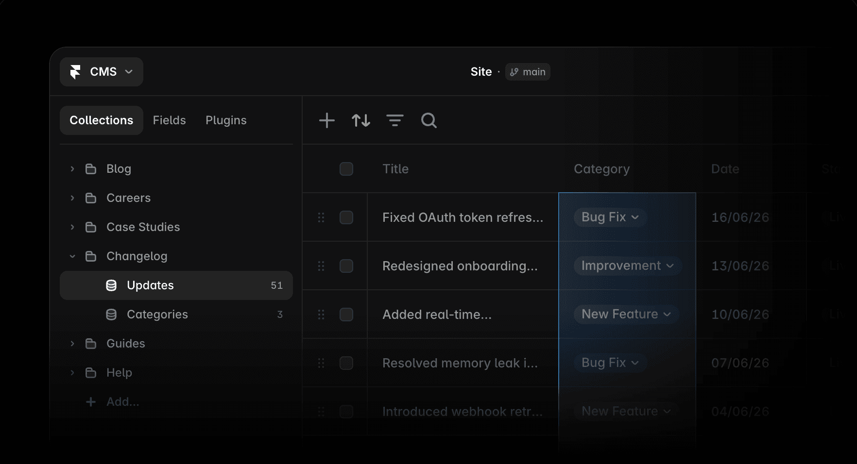 CMS visual interface preview