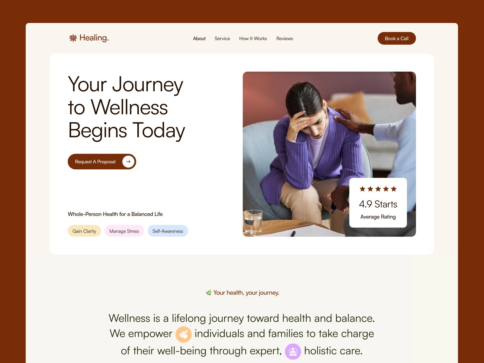 Healing healthcare website template from the Framer Marketplace