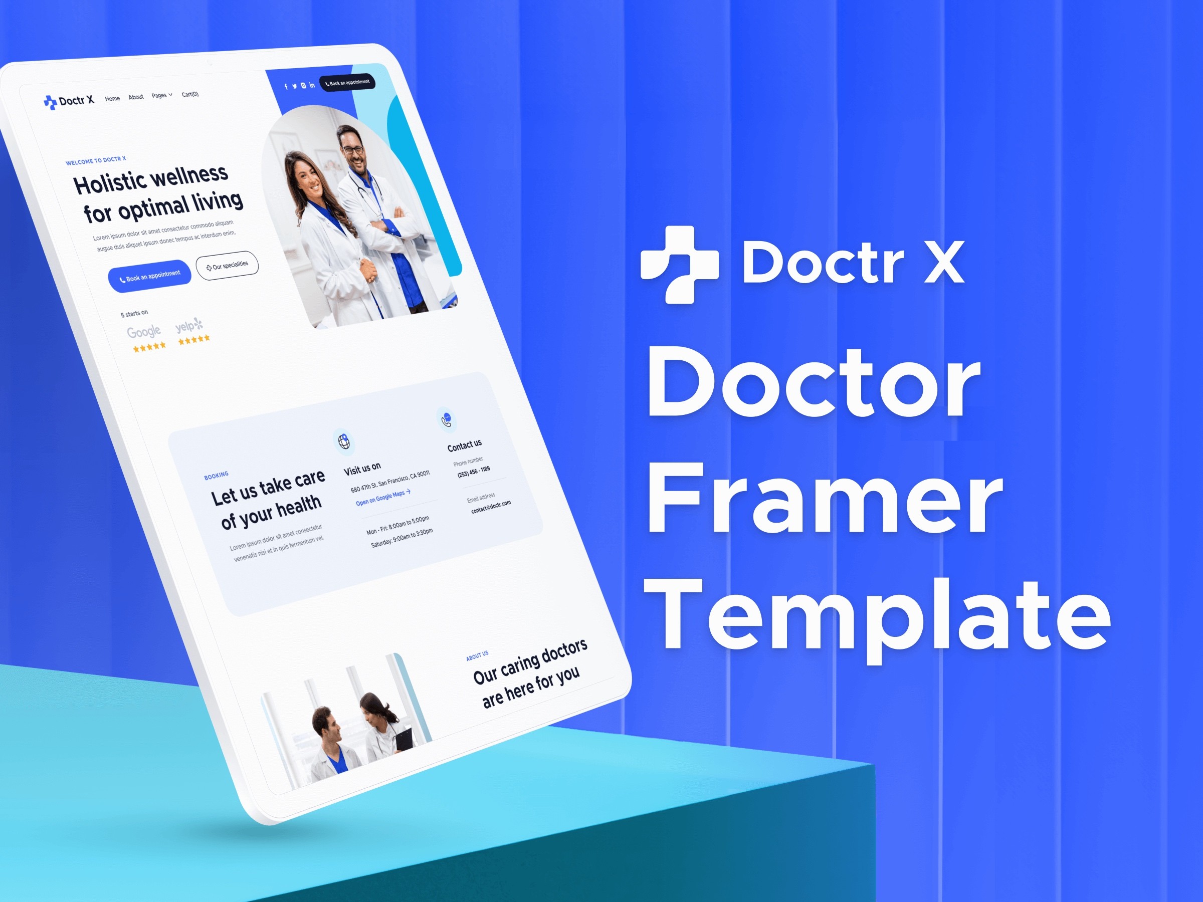 Doctr X healthcare website template from the Framer Marketplace