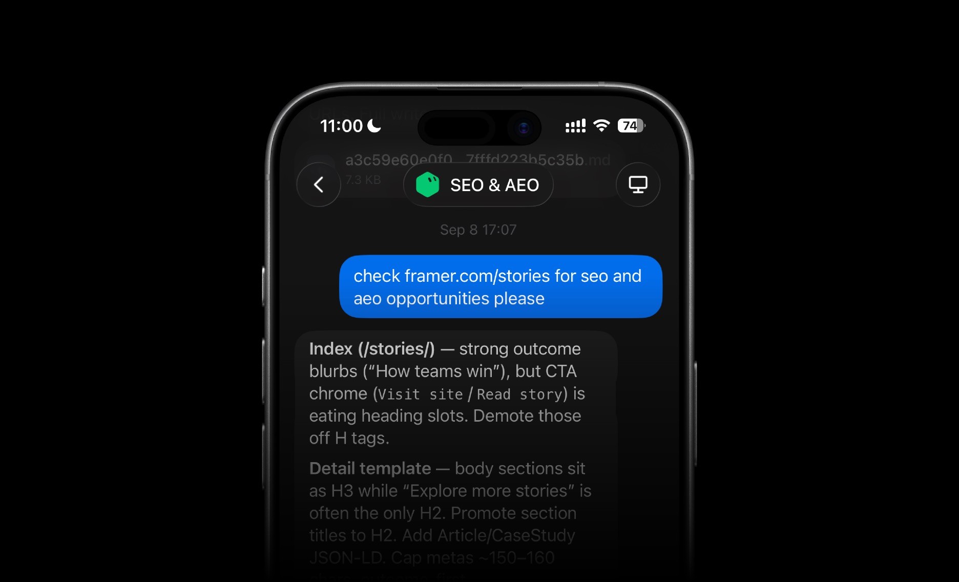 SEO and AEO audit workflow in Grok Bot