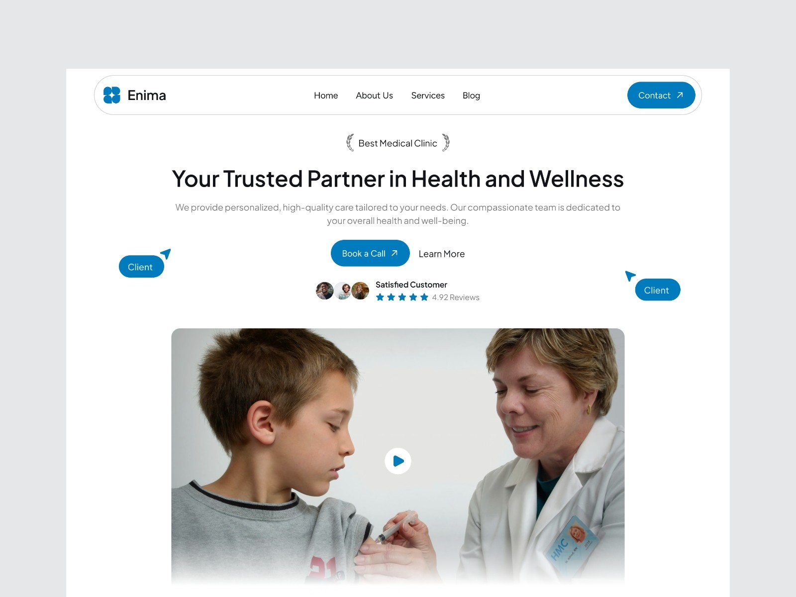 Enima healthcare website template from the Framer Marketplace