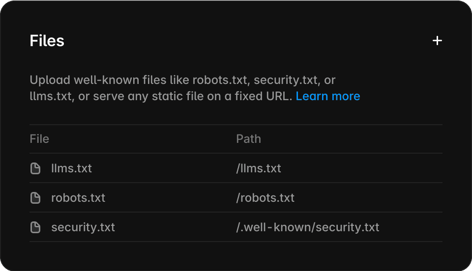 Well known files modal