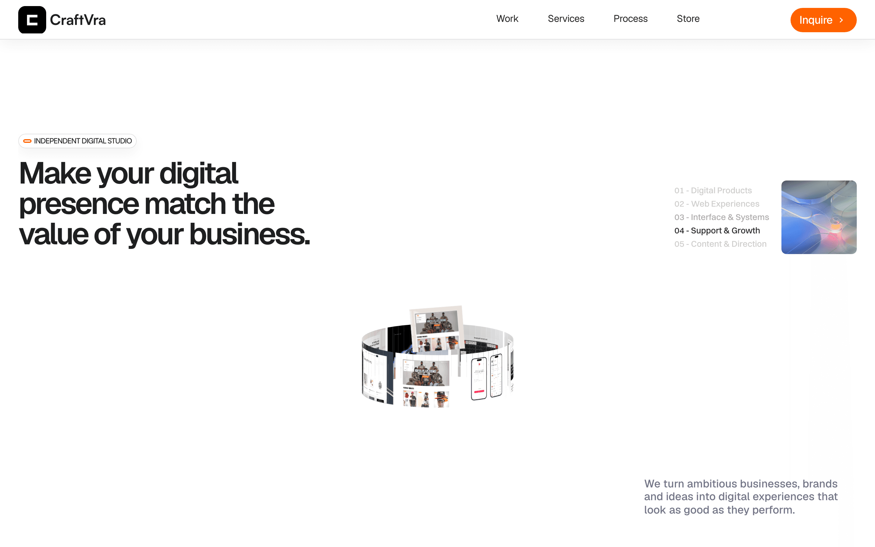 CraftVra Studio marketing agency website screenshot