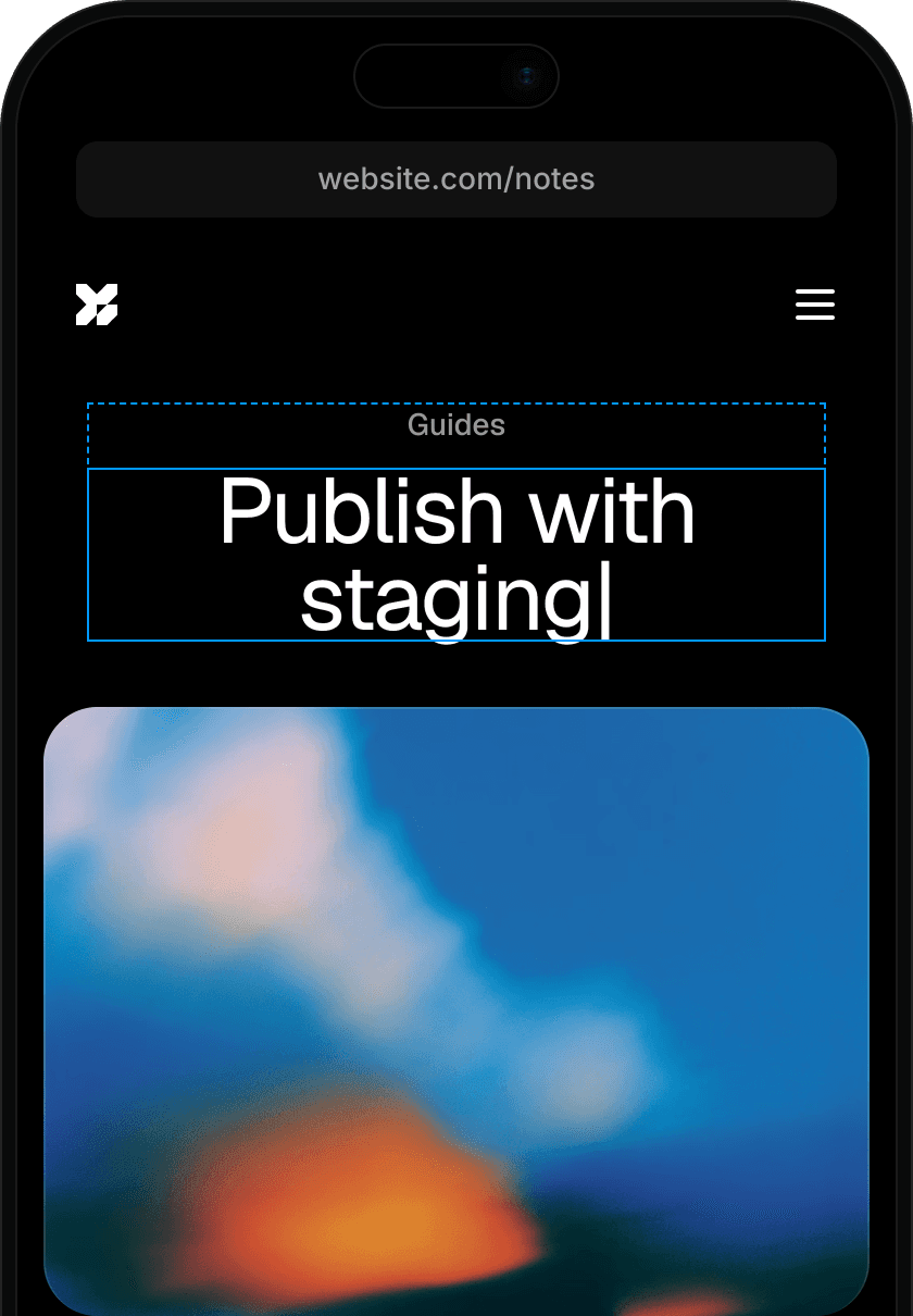 Mobile device preview of a Framer website