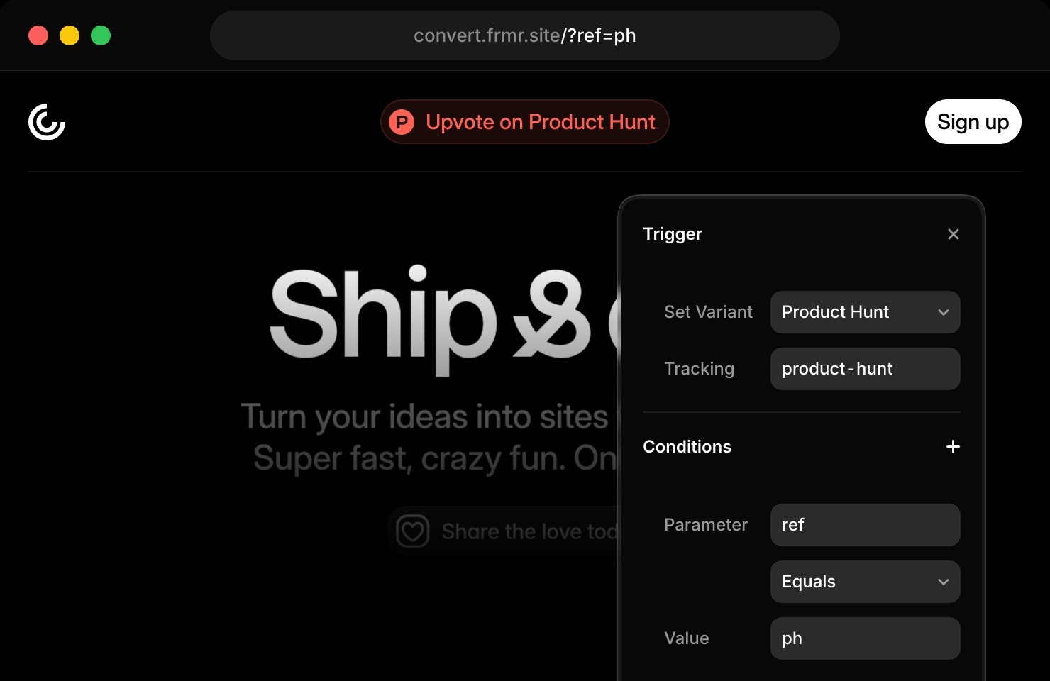 Mobile website preview on iPhone