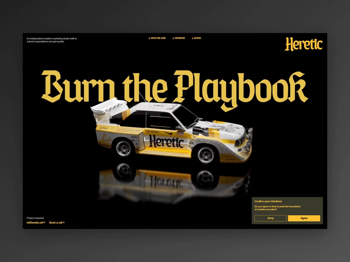 Heretic agency website thumbnail from the Framer Gallery
