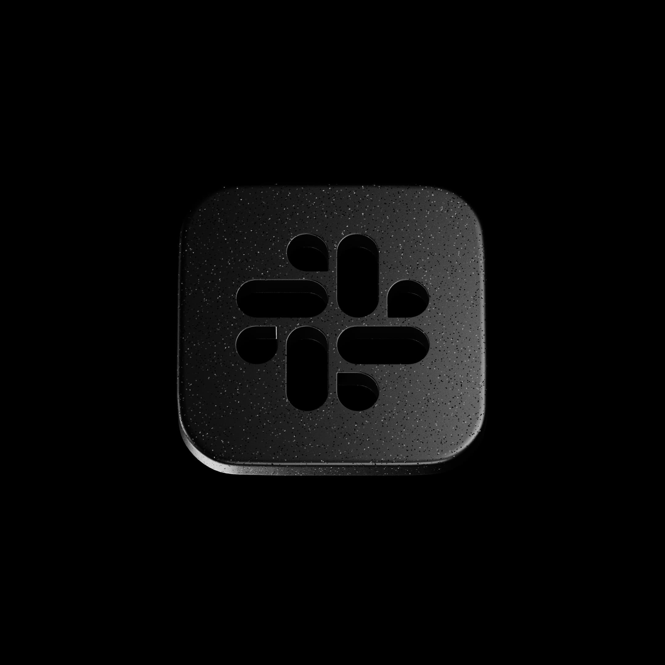 3D Slack logo tile on a dark background, representing support via Slack