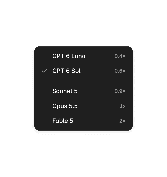 Model picker interface for choosing an AI model in Framer.