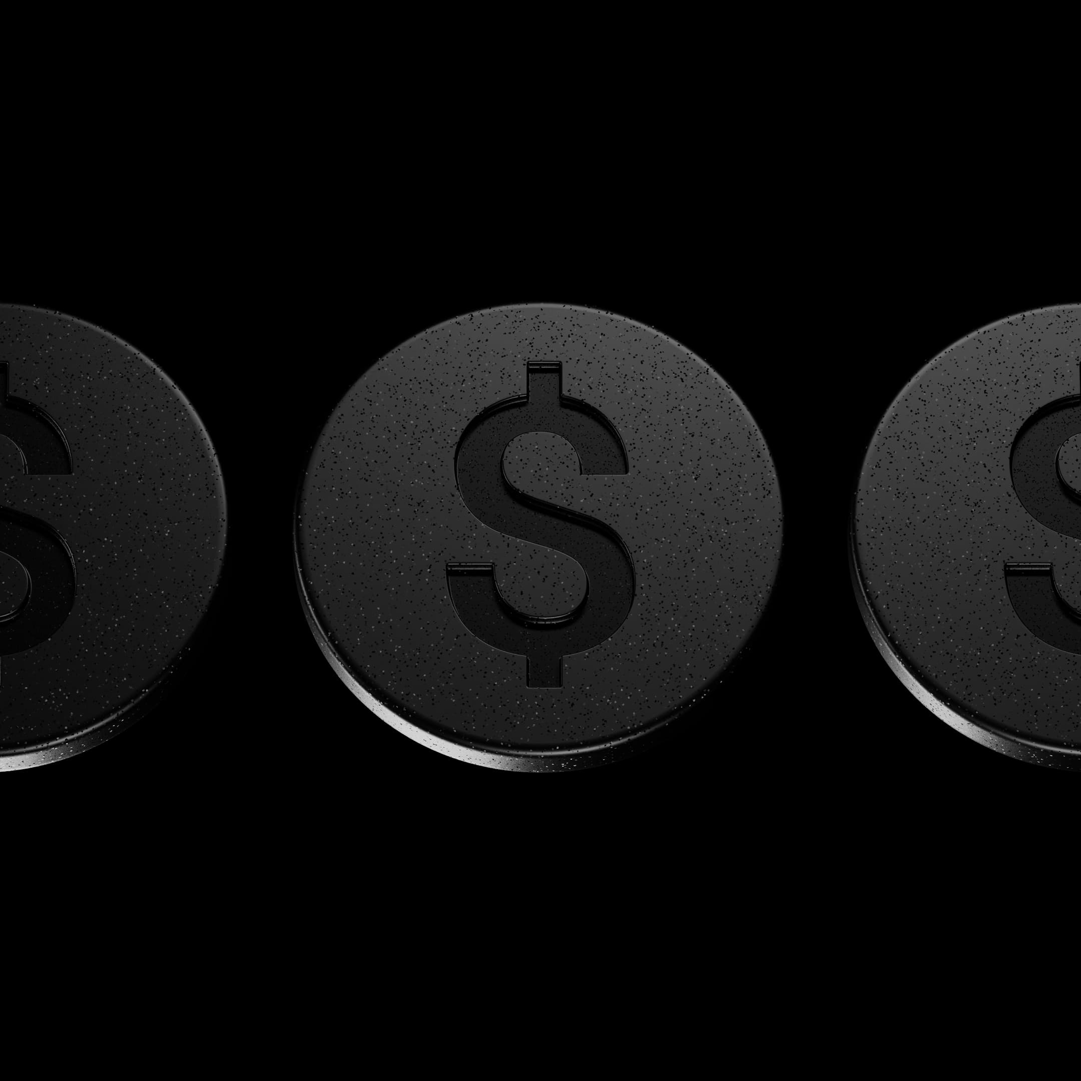 Row of 3D coins with dollar signs, representing referral revenue