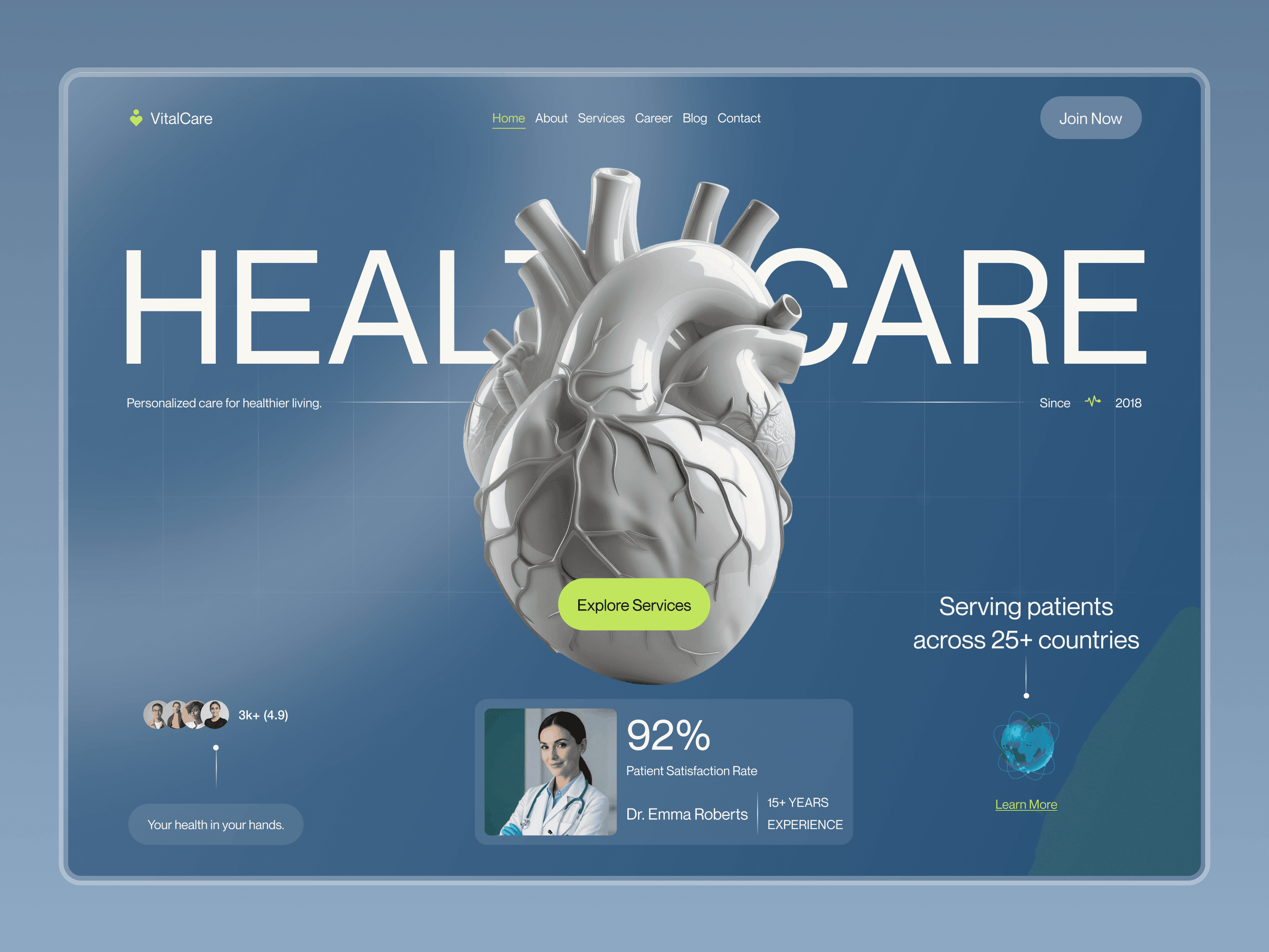 VitalCare healthcare website template from the Framer Marketplace