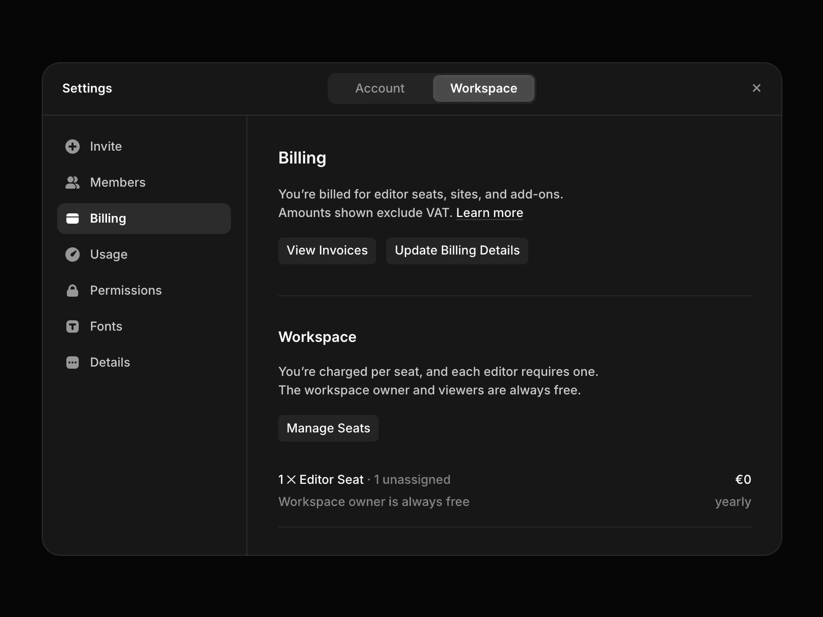 The Plans tab in the Settings.