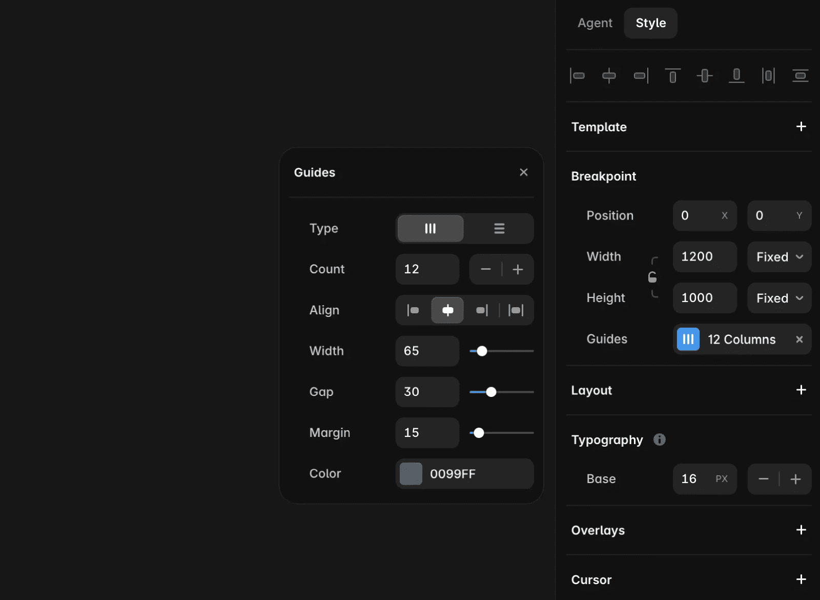 Screenshot of the Framer modal “Guides”.