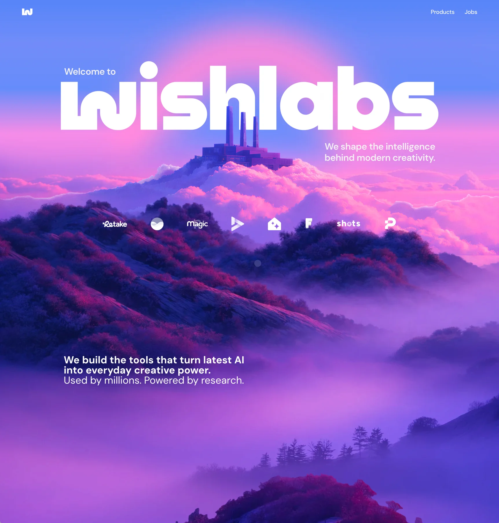 Wishlabs homepage, shown as an example of a site to submit to Framer Switch.