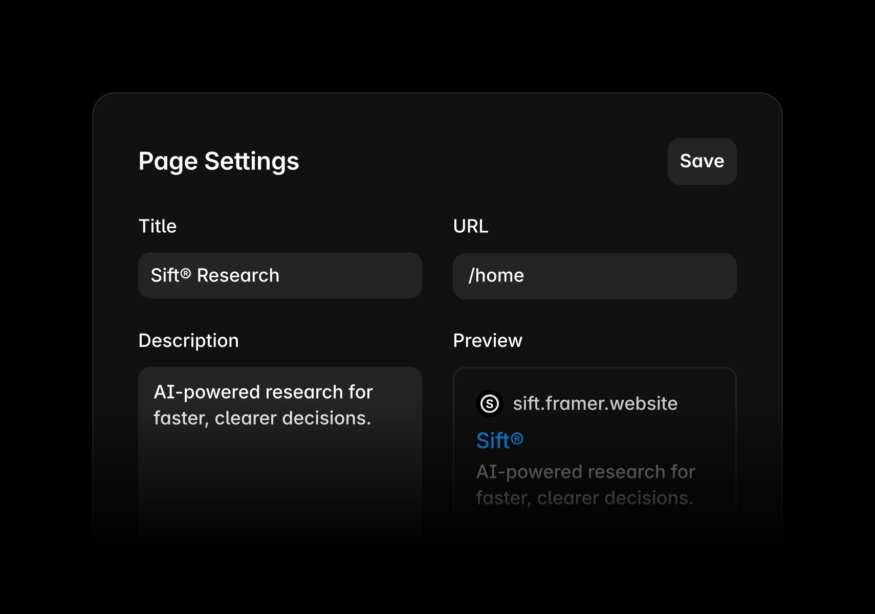 Editing metadata with Framer SEO Skills