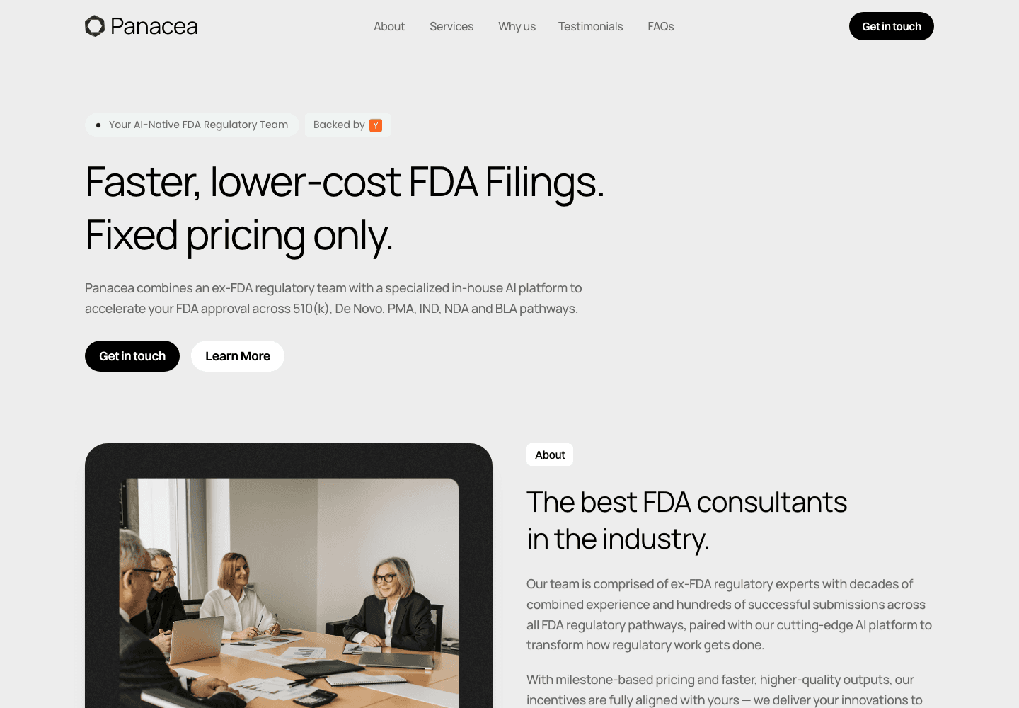 Panacea website screenshot